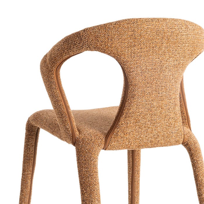 Silla Jaspeado Marrón Tejido Salón 52,50 X 59 X 79 Cm