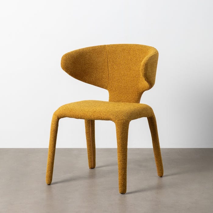 Silla Jaspeado Mostaza Tejido Salón 58 X 60 X 81 Cm