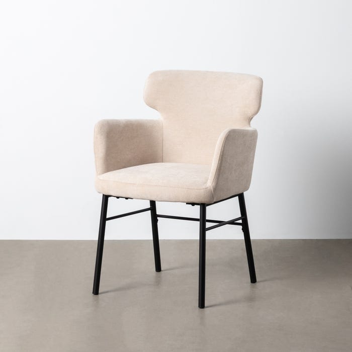 Silla Crema Tejido-Metal Salón 59,50 X 62,50 X 86 Cm