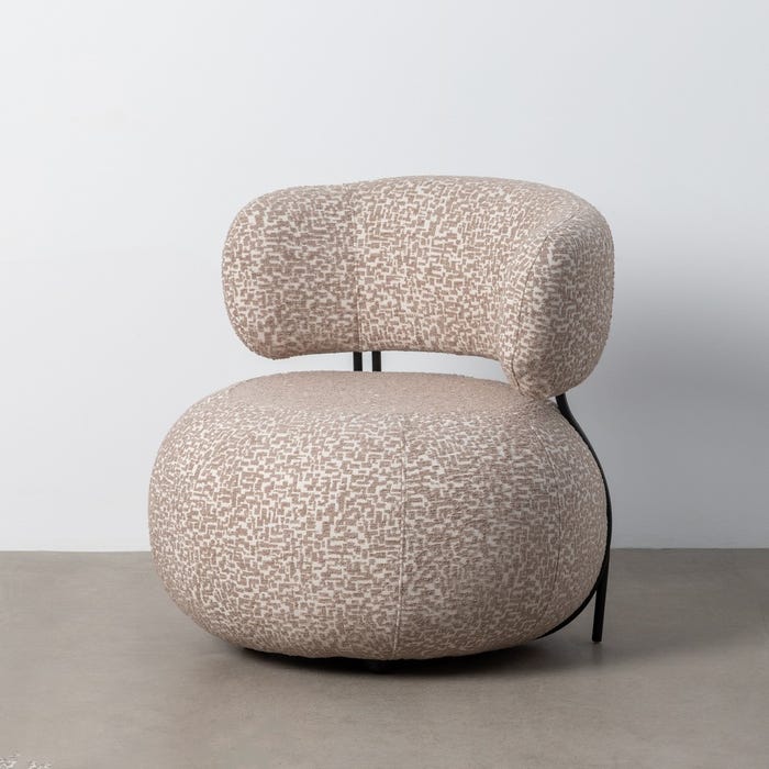 Sillón Beige Tejido-Metal Salón 73 X 76 X 75 Cm