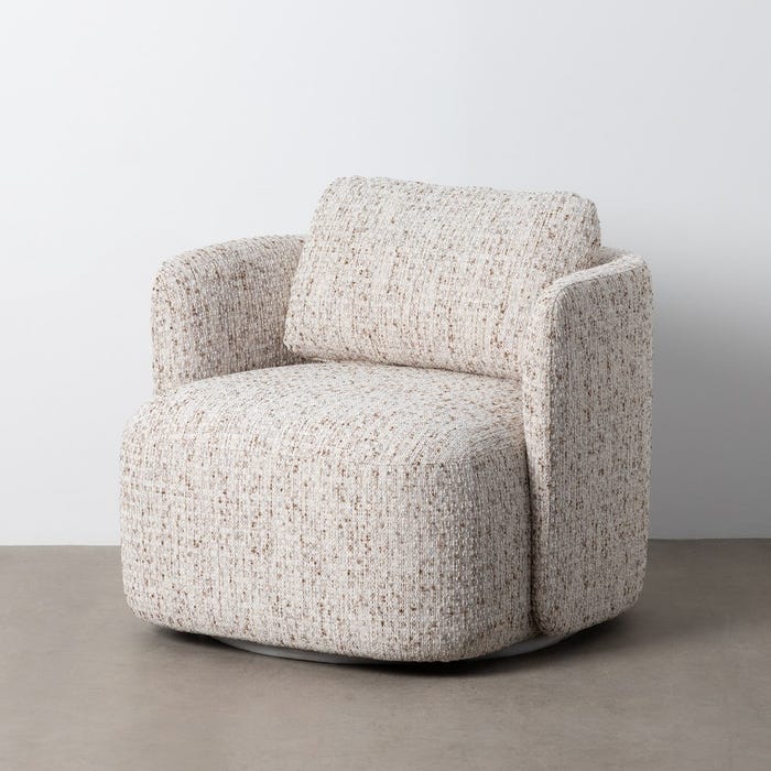 Sillón Giratorio Beige Tejido Salón 87 X 85 X 66 Cm
