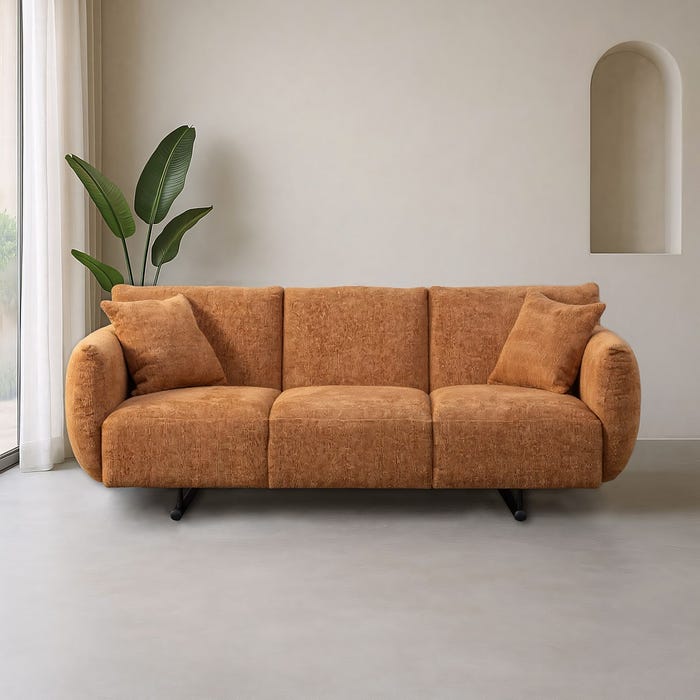 Sofá Ocre Tejido Salón 230 X 100 X 79 Cm