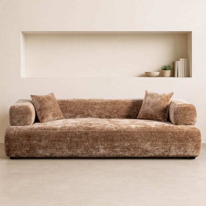 Sofá Beige Tejido Salón 245 X 100 X 64 Cm