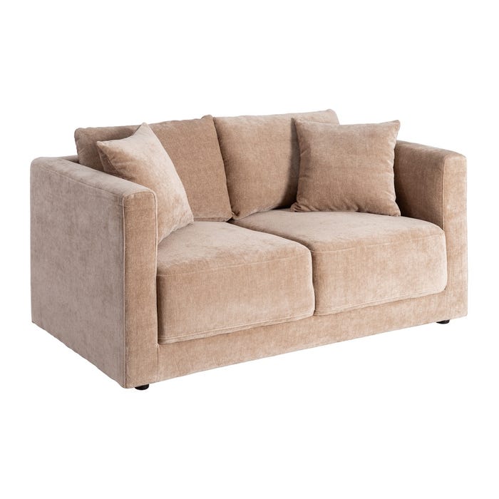 Sofá 2 Plazas Taupe Tejido-Madera 165 X 96 X 86 Cm