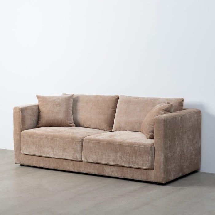 Sofá 3 Plazas Taupe Tejido-Madera 210 X 96 X 86 Cm
