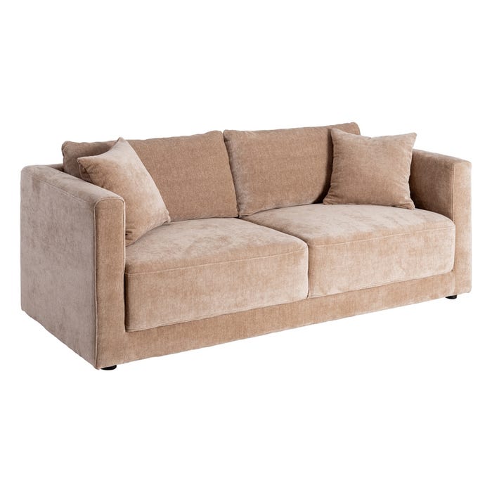 Sofá 3 Plazas Taupe Tejido-Madera 210 X 96 X 86 Cm