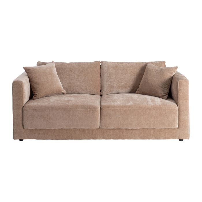 Sofá 3 Plazas Taupe Tejido-Madera 210 X 96 X 86 Cm