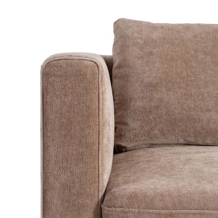 Sofá 3 Plazas Taupe Tejido-Madera 210 X 96 X 86 Cm