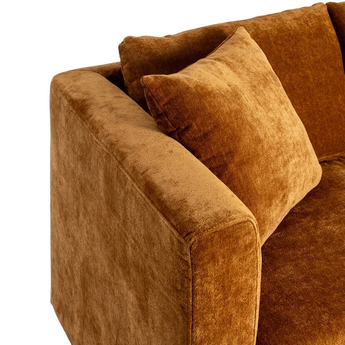 Sofá 2 Plazas Ocre Tejido-Madera 165 X 96 X 86 Cm