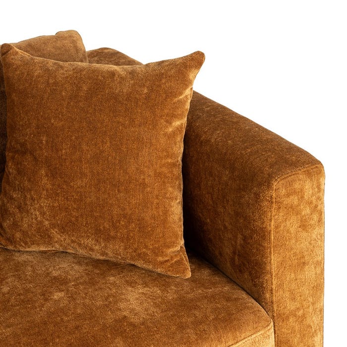 Sofá 2 Plazas Ocre Tejido-Madera 165 X 96 X 86 Cm