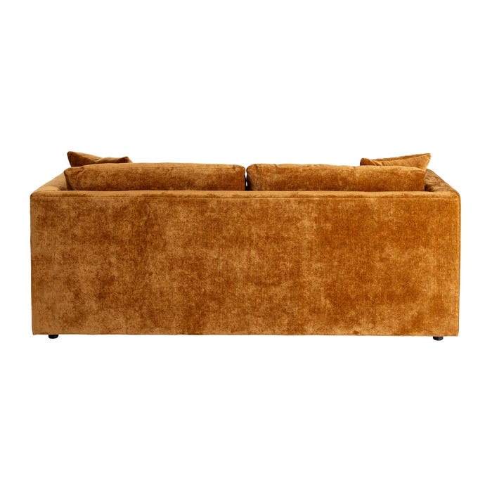 Sofá 3 Plazas Ocre Tejido-Madera 210 X 96 X 86 Cm