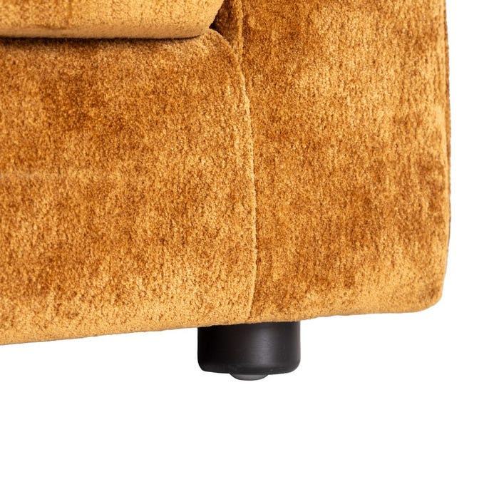 Sofá 3 Plazas Ocre Tejido-Madera 210 X 96 X 86 Cm