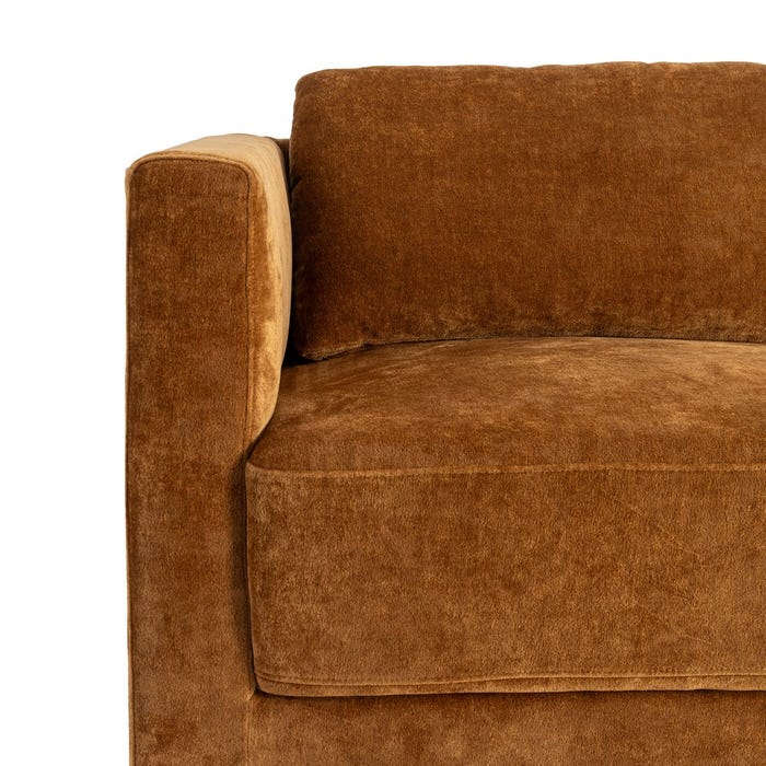 Sofá 3 Plazas Ocre Tejido-Madera 210 X 96 X 86 Cm