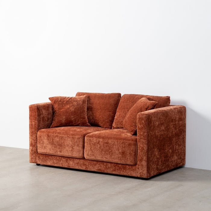 Sofá 2 Plazas Teja Tejido-Madera 165 X 96 X 86 Cm