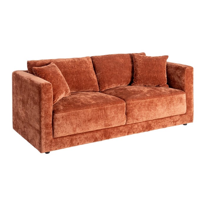 Sofá 3 Plazas Teja Tejido-Madera 210 X 96 X 86 Cm