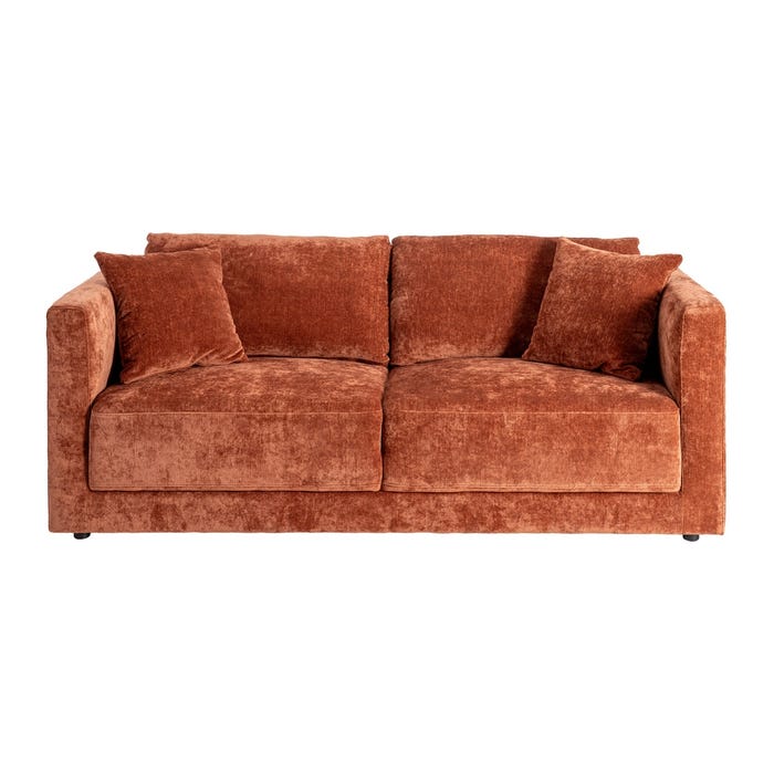 Sofá 3 Plazas Teja Tejido-Madera 210 X 96 X 86 Cm