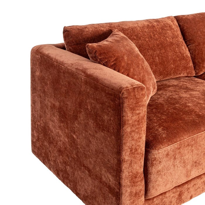 Sofá 3 Plazas Teja Tejido-Madera 210 X 96 X 86 Cm