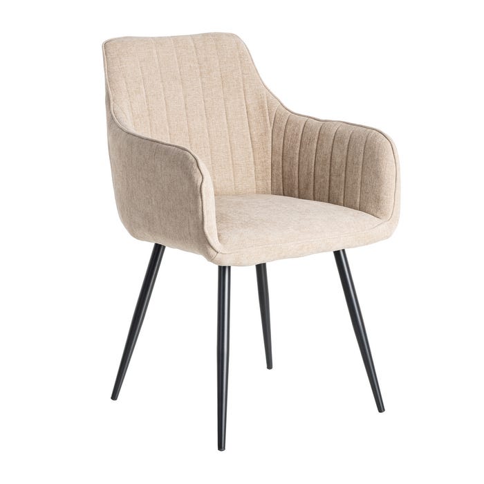 Silla Beige Tejido-Metal Salón 55 X 58,50 X 84 Cm