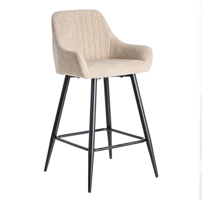 Taburete Beige Tejido-Metal Salón 47 X 47 X 93 Cm