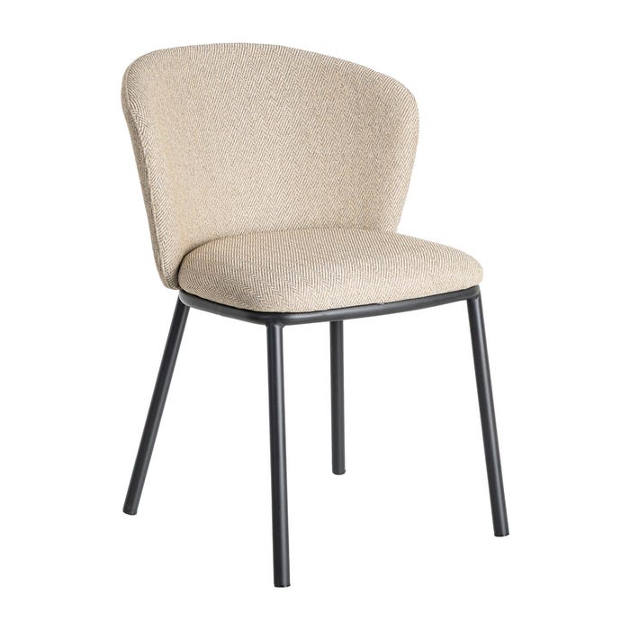 Silla Espiga Beige Tejido-Metal Salón 55 X 55 X 78 Cm