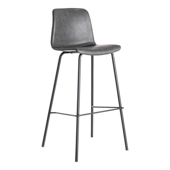 Taburete Negro Metal / Simil Piel 47 X 47 X 103 Cm