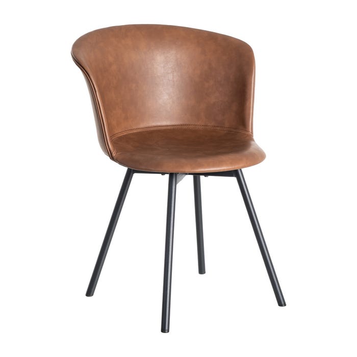 Silla Marrón Metal / Simil Piel 53 X 51,50 X 76 Cm