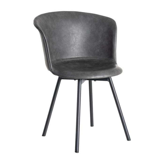 Silla Negro Metal / Simil Piel 53 X 51,50 X 76 Cm