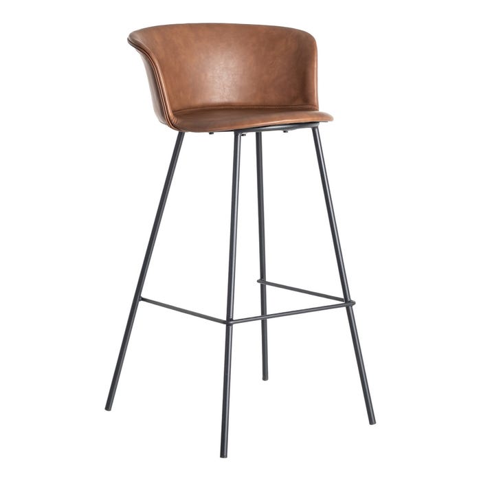 Taburete Marrón Metal / Simil Piel 44,50 X 48,50 X 93,50 Cm