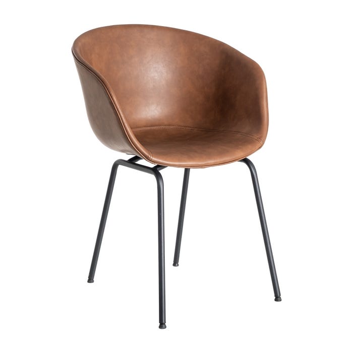 Silla Marrón Metal / Simil Piel 59 X 50,50 X 81,50 Cm