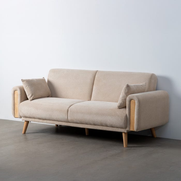Sofá-Cama Crema Tejido Salón 218 X 82 X 90 Cm