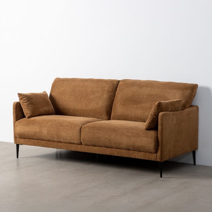 Sofá Marrón Tejido Salón 191 X 80 X 88 Cm