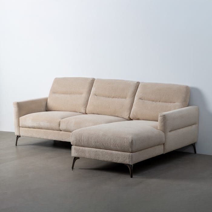 Sofá Chaise Longue Crema Tejido Salón 238 X 160 X 87,50 Cm