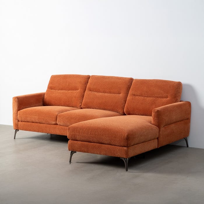 Sofá Chaise Longue Terracota Tejido 238 X 160 X 87,50 Cm