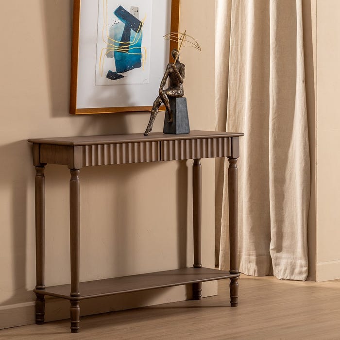 Console de madeira DM marrom 90 x 30 x 75 cm