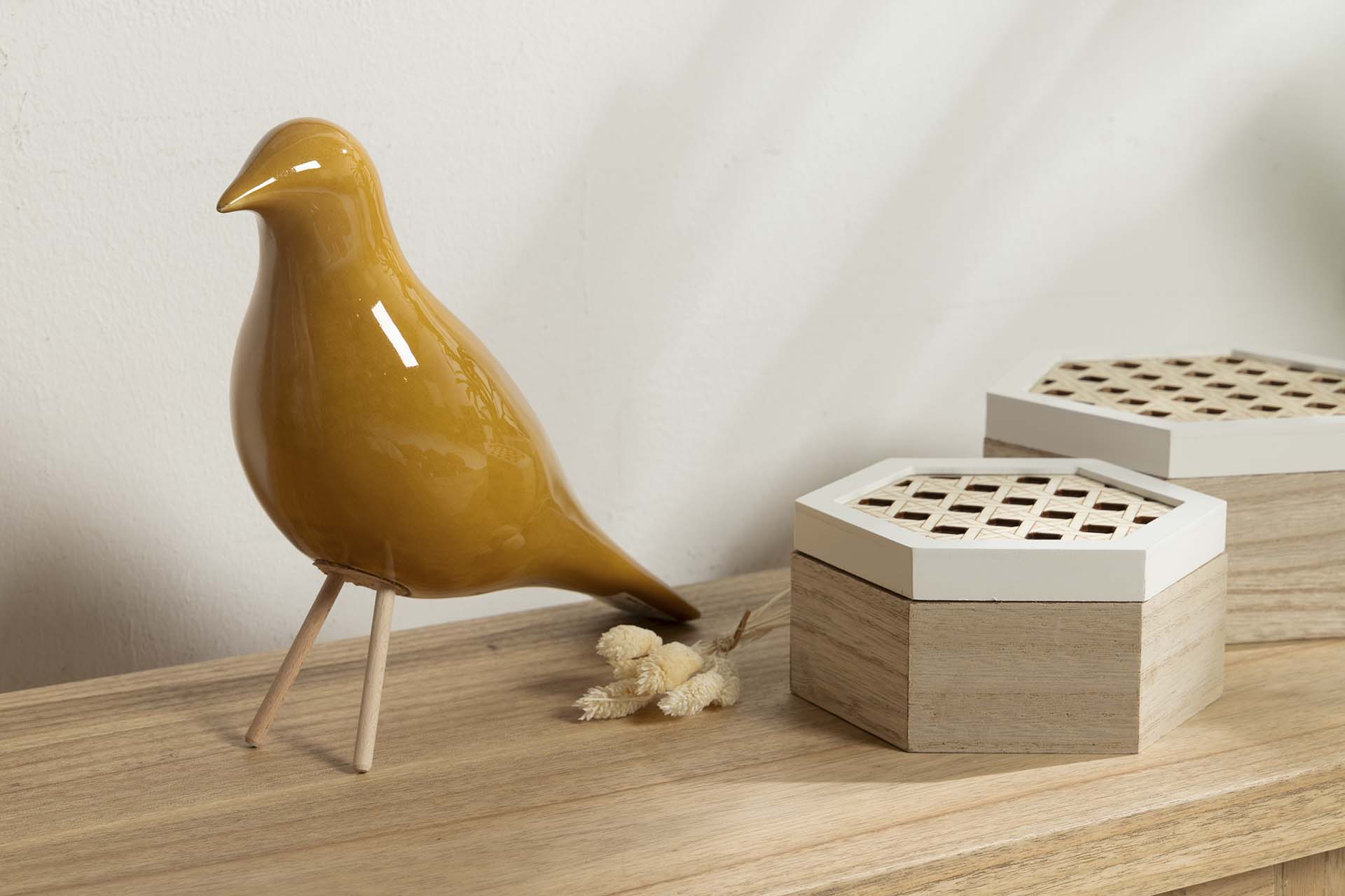 PAJARO CERAMICA NARANJA 25x10x21 CM