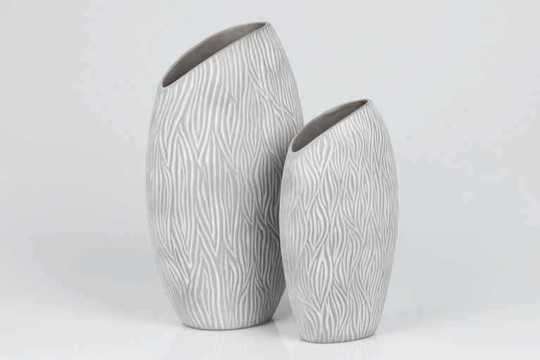 JARRON CERAMICA GRIS BLANCO 23x13x40 CM