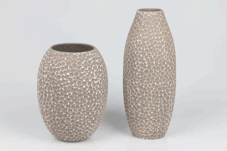 JARRON CERAMICA GRIS BLANCO 21x21x29,5 CM