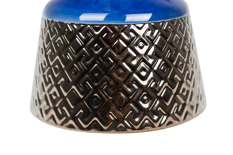 JARRON CERAMICA AZUL DORADO 19x19x34 CM