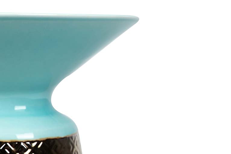 JARRON CERAMICA AZUL DORADO 30x30x24 CM