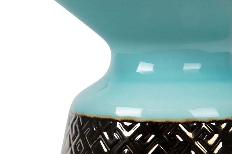 JARRON CERAMICA AZUL DORADO 30x30x24 CM