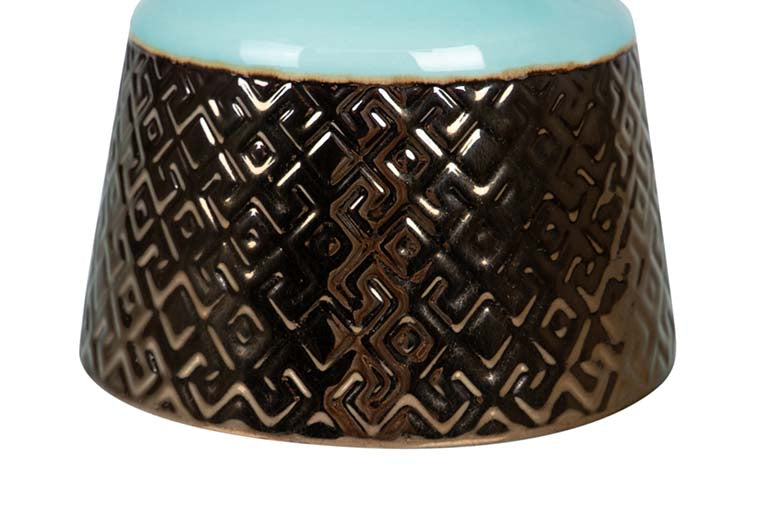JARRON CERAMICA AZUL DORADO 30x30x24 CM