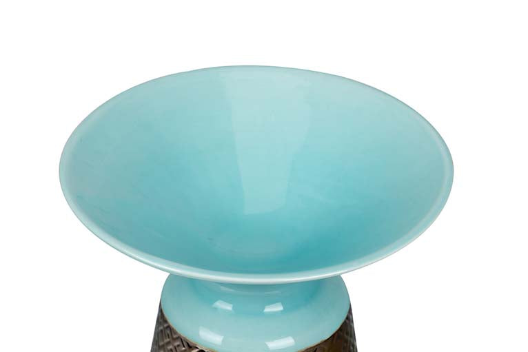 JARRON CERAMICA AZUL DORADO 30x30x24 CM