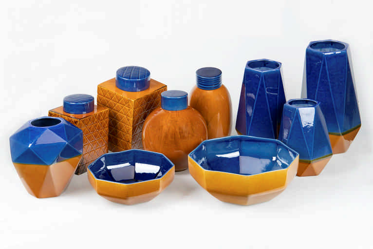 TIBOR CERAMICA AZUL NARANJA 18,5x18,5x30,5 CM