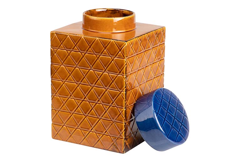 TIBOR CERAMICA AZUL NARANJA 18,5x18,5x30,5 CM