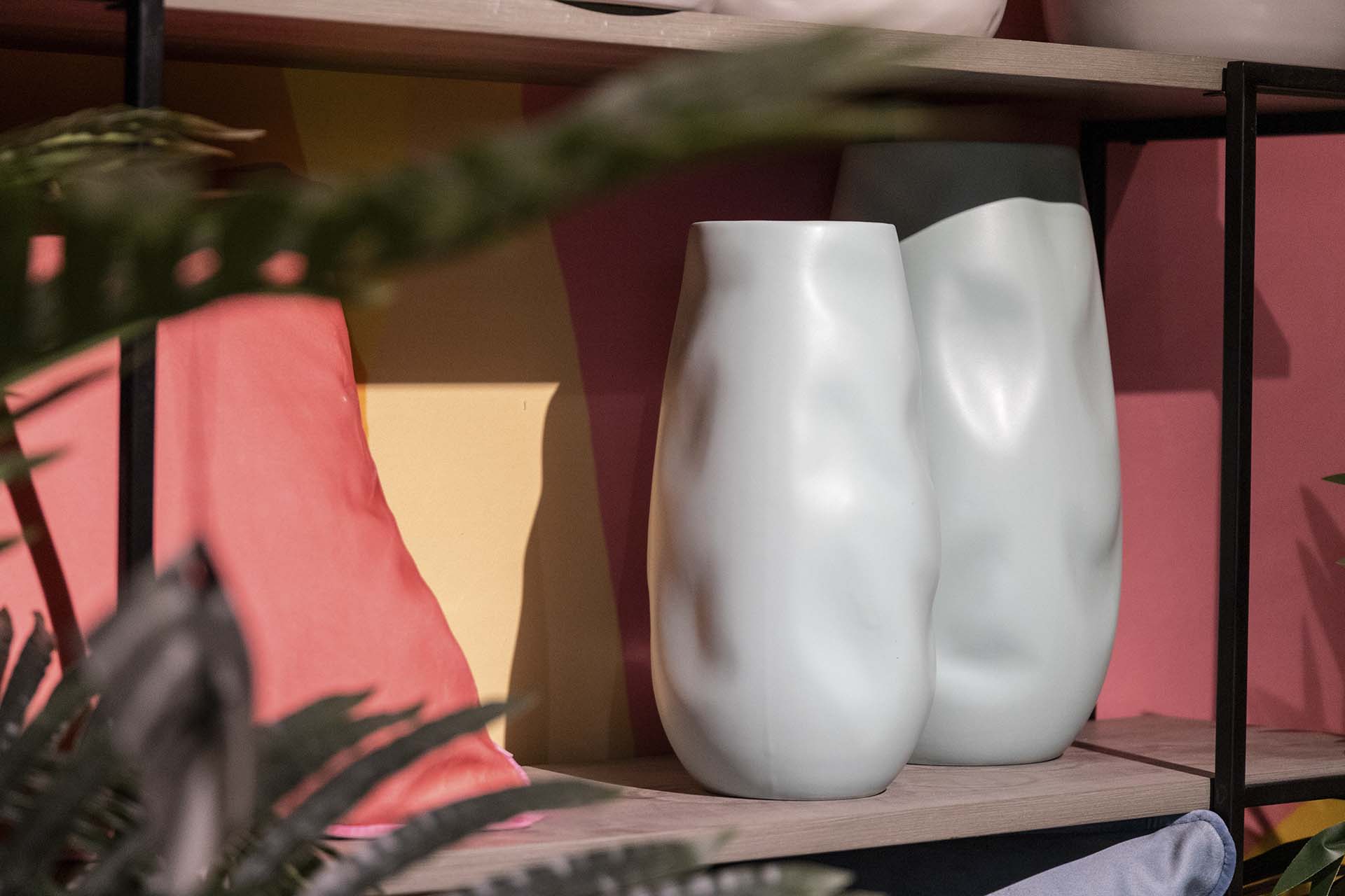 JARRON CERAMICA AZUL TURQUESA MATE 19x19x36 CM