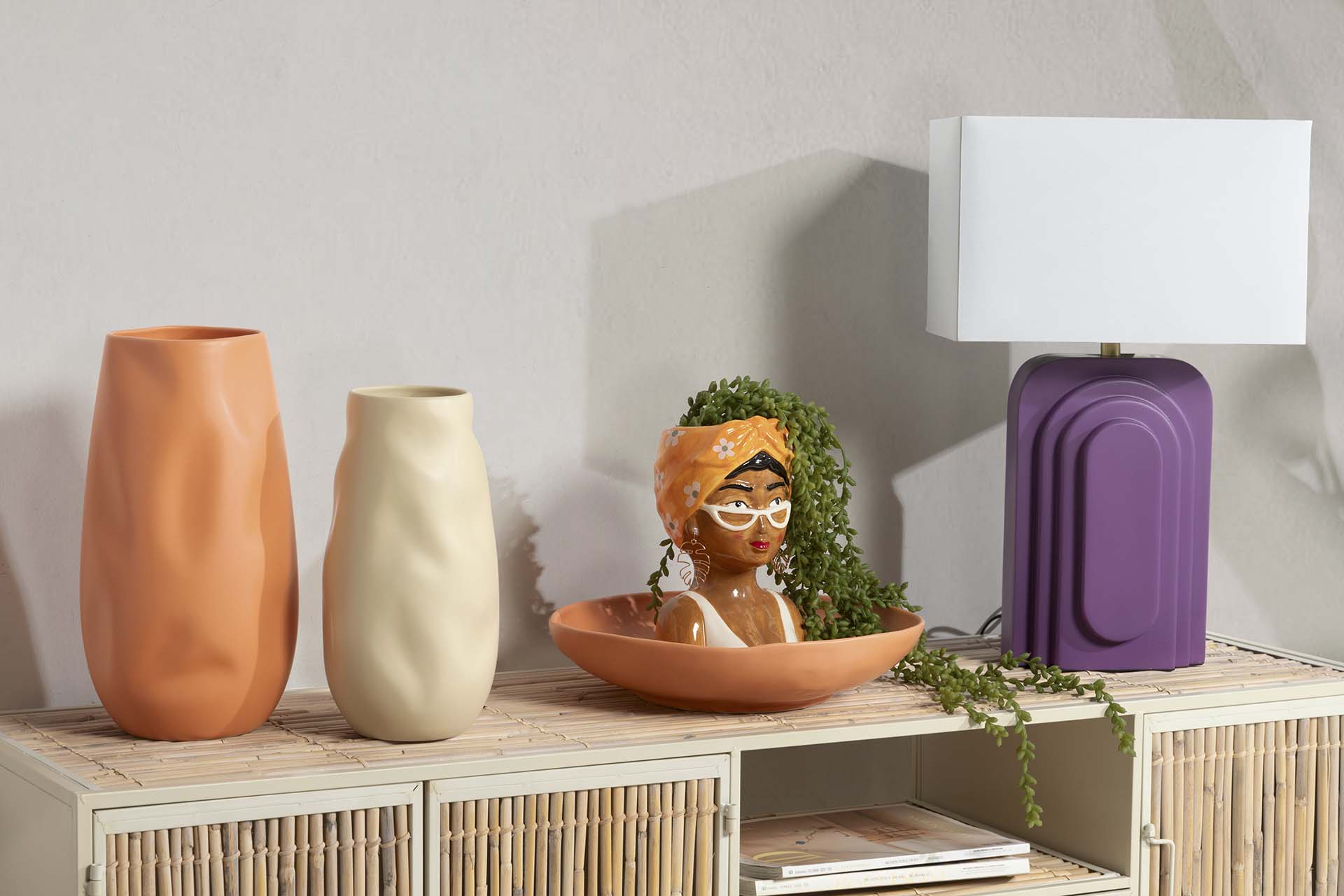 VASO DE CERÂMICA LARANJA FOSCO 19x19x36 CM