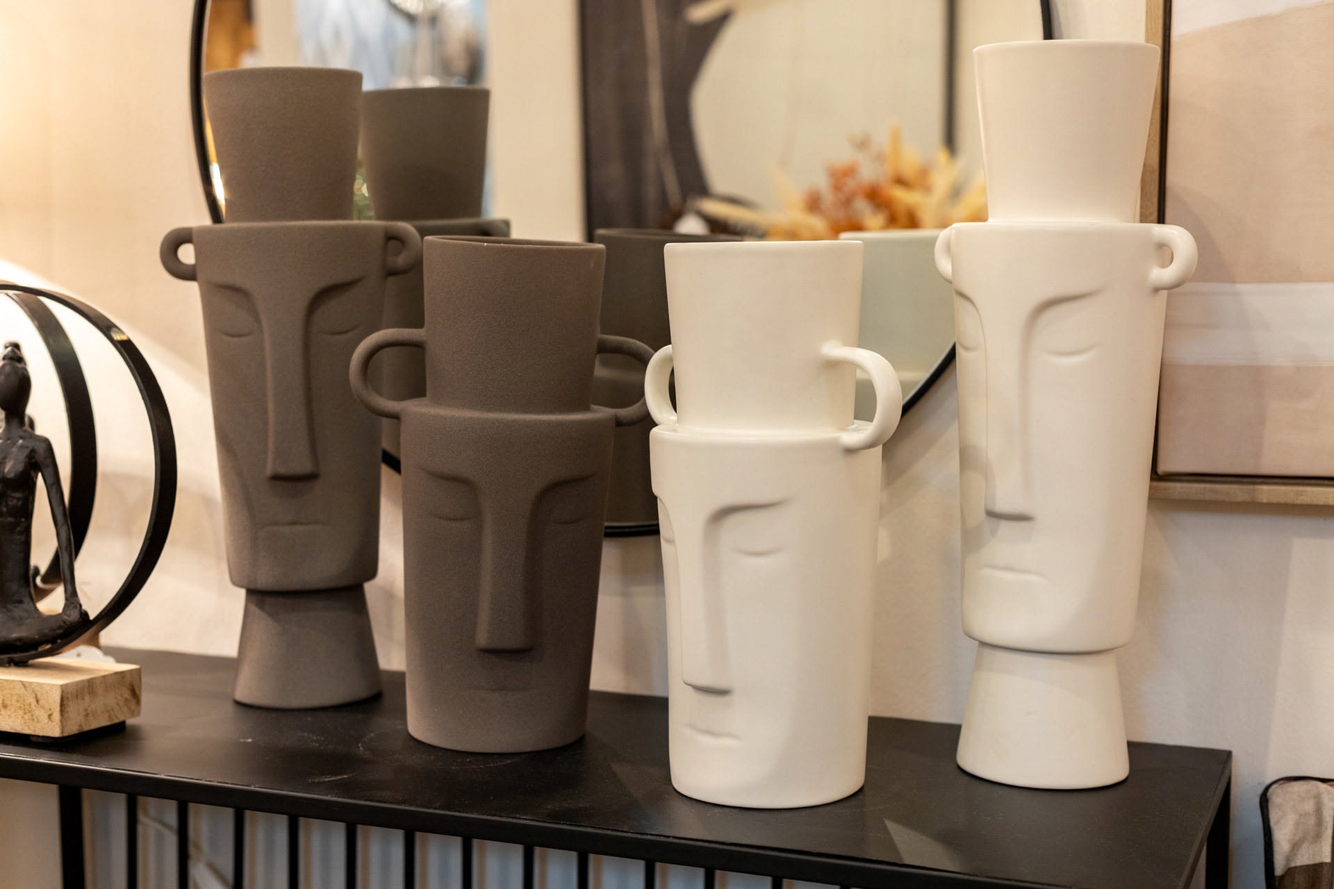 JARRON CERAMICA GRIS TERRACOTA 15x12x40 CM