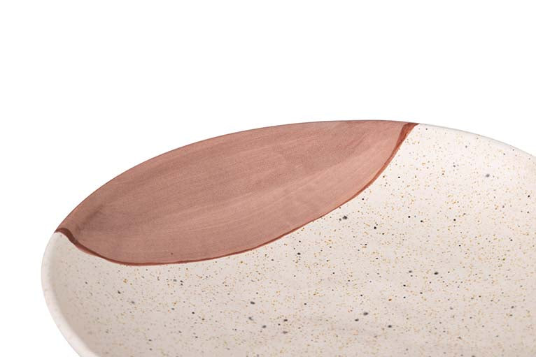 CENTRO DE MESA CERAMICA BEIGE ROSA 36x36x8 CM