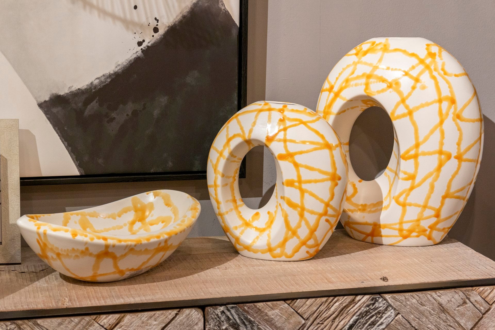 JARRON CERAMICA BLANCO/AMARILLO 30x17x35 CM