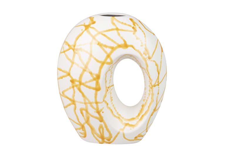 JARRON CERAMICA BLANCO/AMARILLO 30x17x35 CM